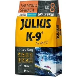 Julius-K9 GF Hypoallergenic Utility Dog Adult Salmon & Spinach 10 kg Különleges ajánlat